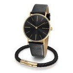 Pulsera de cuero trenzado Negro/Oro 21 cm - Lambretta Watches - Lambrettawatches